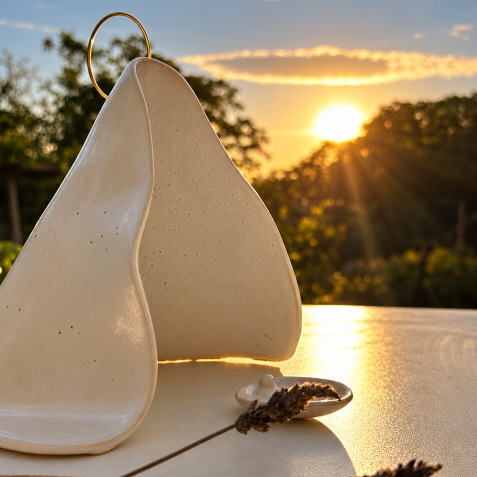 manto claro com auréola dourada ao pôr do sol