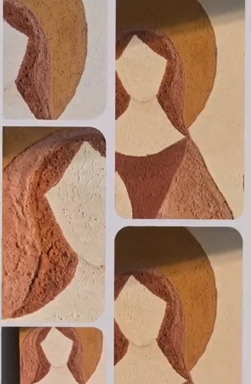 Pinturas de Nossa Senhora em tons terrosos, feitas com tinta de terra